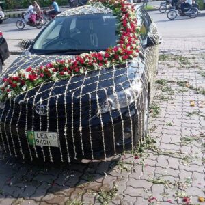 Fresh Red Rose and White Jasmine 'Sehra' Floral Car Decor