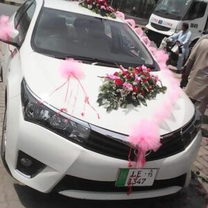 Fresh Red Rose Bouquet and Pink Tulle Netting Car Decor