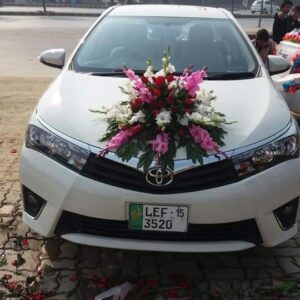 Fresh Red Rose, Pink Lily, and White Gladiolus Centerpiece Car Decor