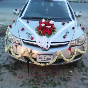 Fresh Red Rose and Jasmine Garland Car Decor