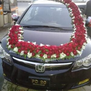 Fresh Red Rose and White Lily U-Shape Garland Car Decor