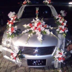 Fresh Red Rose and White Gladiolus Multi-Layered Star Car Decor