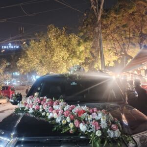 Pink & White Rose and Daisy Floral Car Decoration