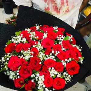 Red Rose & Baby Breath Bouquet