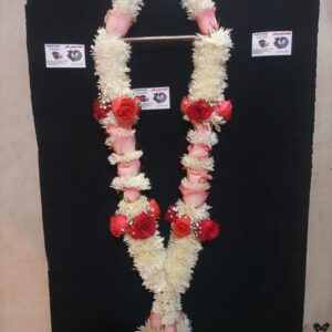 Imperial Red Rose & White Chrysanthemum High-Density Layered Haar