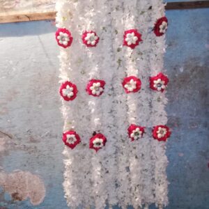 Royal Pearl-White & Crimson Rosette Sehra