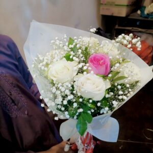 White Rose & Baby Breath Bouquet