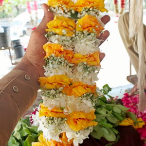 Marigold & Sunshine yellow  Rose Handcrafted Gajray with elegant  baby breath